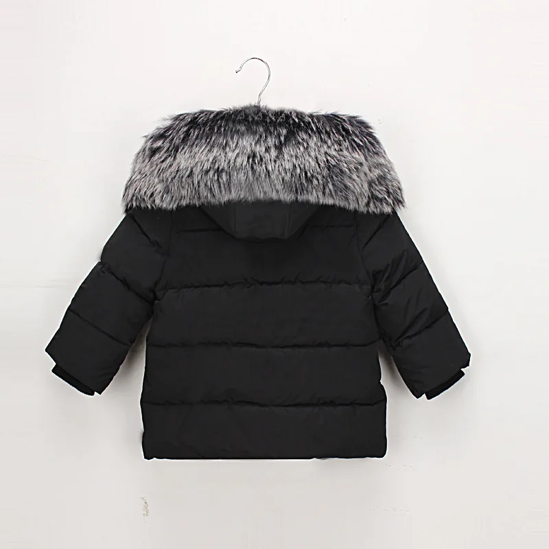 Clearancen Kids Down Jacket Winter Warm Parkas Coats Thicken Natural Fur Collar Hooded Outerwear Baby Boys Girls