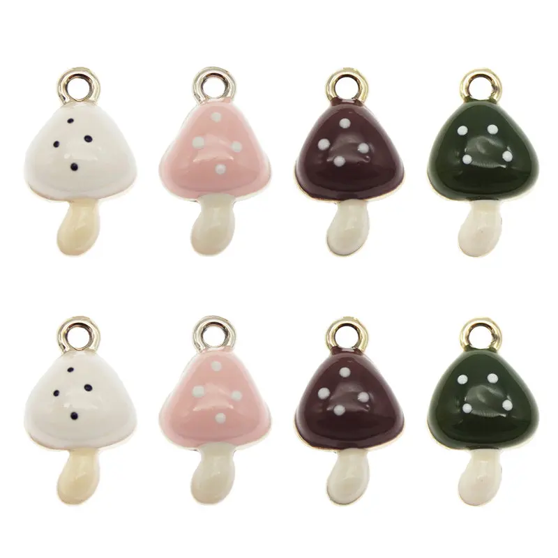 Julie Wang 4PCS Enamel Mushroom Charms Alloy Mixed Colors Mushroom Pendant Bracelet Jewelry Making Accessory