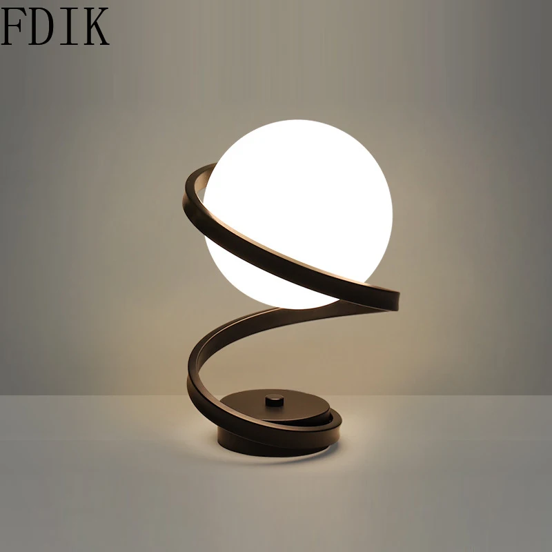 

2020 New Lunar LedTable Lamp Modern Glass Eye Protection Desk Light for Bedroom Bedside Study Living Room Indoor Decor Lighting