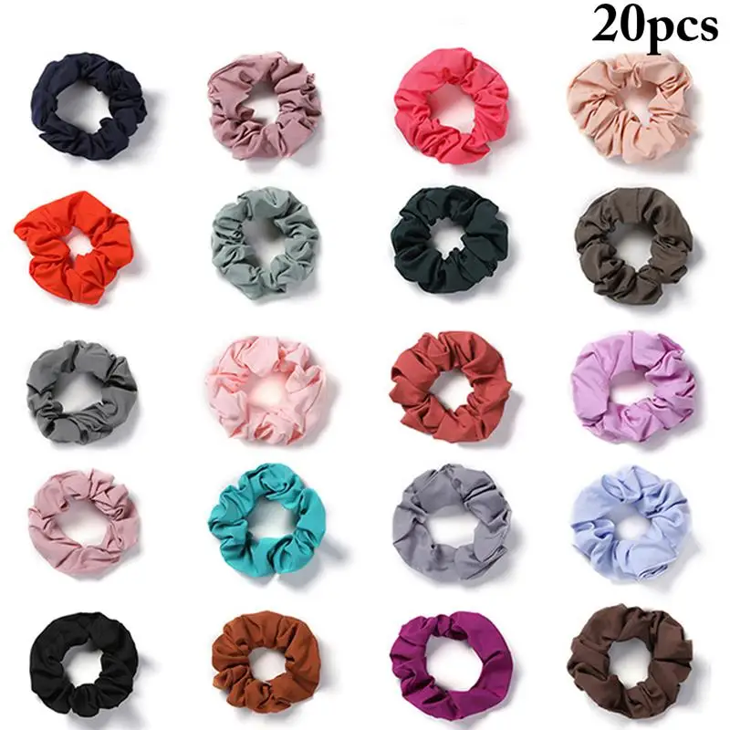 

20Pcs/Set Colorful Hair Rope Hair Scrunchy Fashion Creative Elegant Pure Color Hair Tie Ponytail Holder Hair Accessories