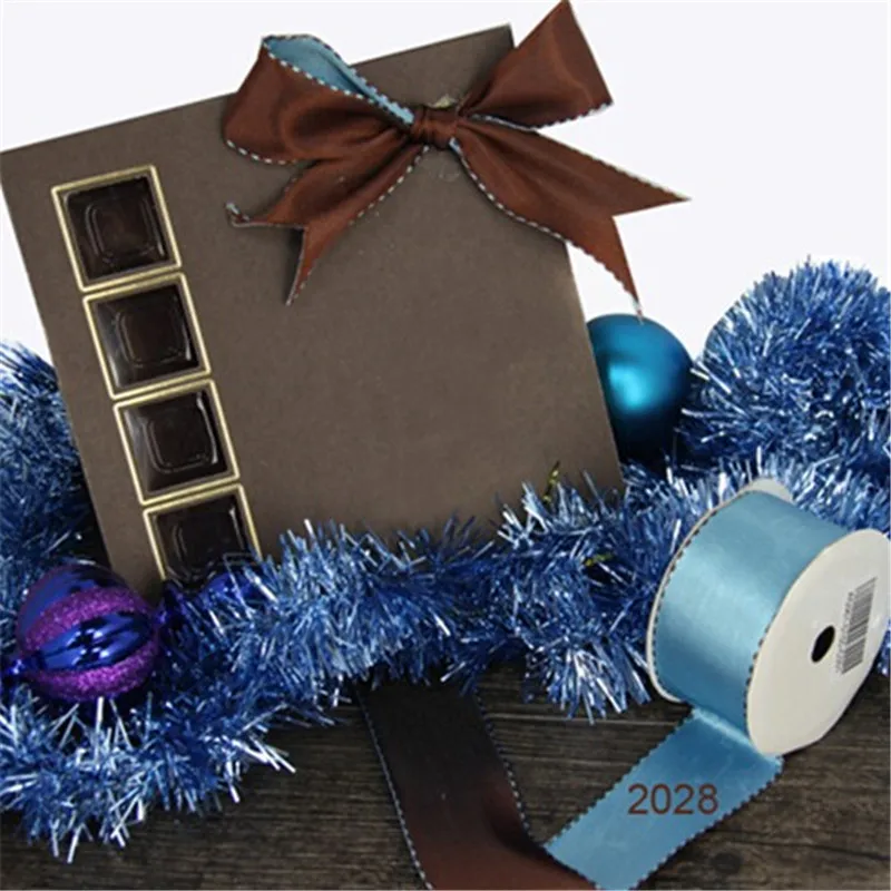 

N2028 38MM Wired edges two tone satin ribbon for chocolate box gift wrapping 25yards roll