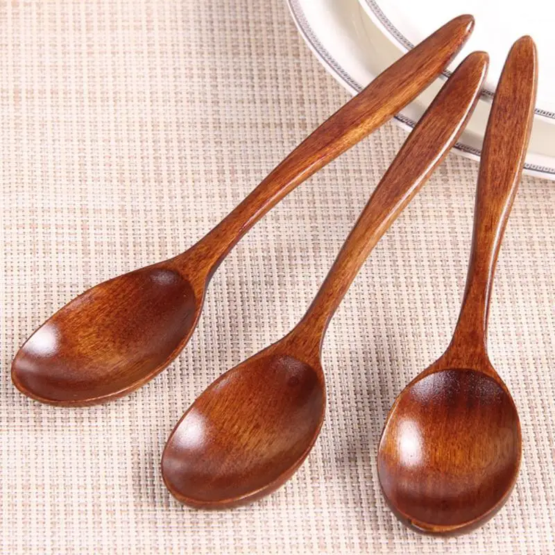 Wooden Spoon Mixing Soup Spoon Tableware Kitchen Supplies Bamboo Kitchen Cooking Utensil Tool Household Tableware Dropship