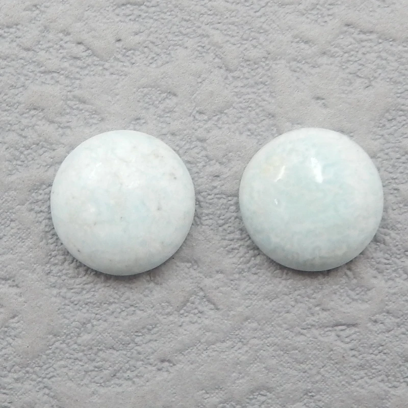 10mm Natural Stones Round Flatback Larimar Cabochons High Quality Polished Gemstone For Earring Making 10x4mm,