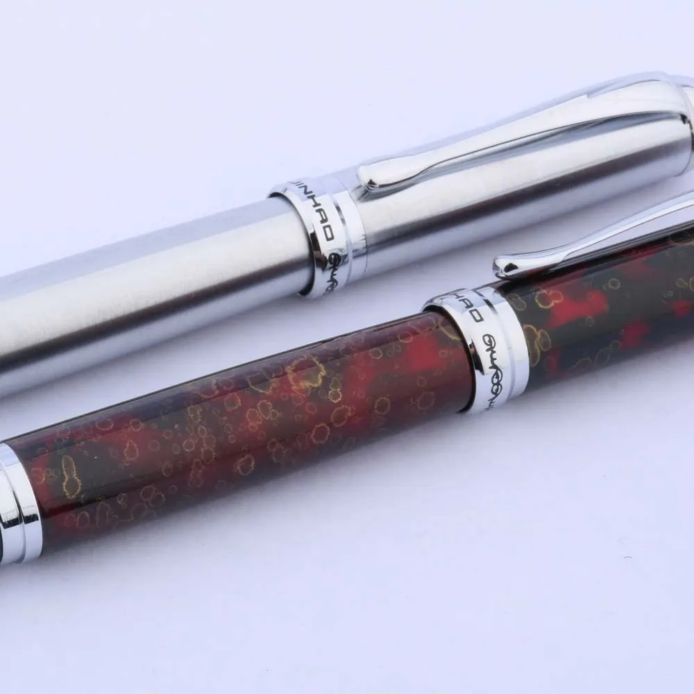 Jinhao 750 Metalen Ijs Bloem Rode Rvs Zilveren Gift Student Vulpen