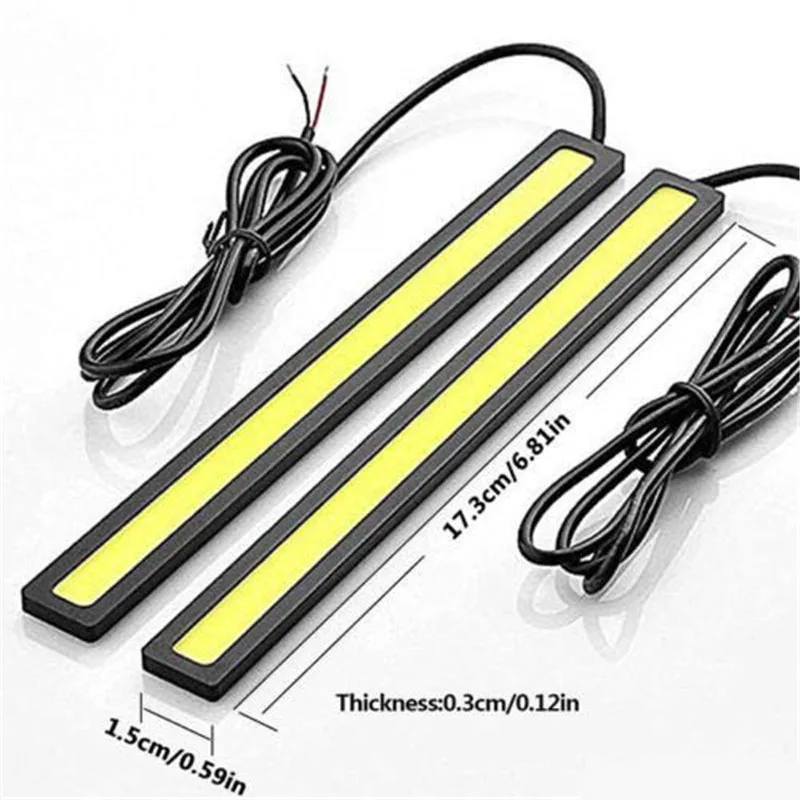 Luz LED COB de circulación diurna, lámpara de 17cm, resistente al agua, cc 12V, fuente de luz para coche, barra antiniebla de estacionamiento, 2 uds.