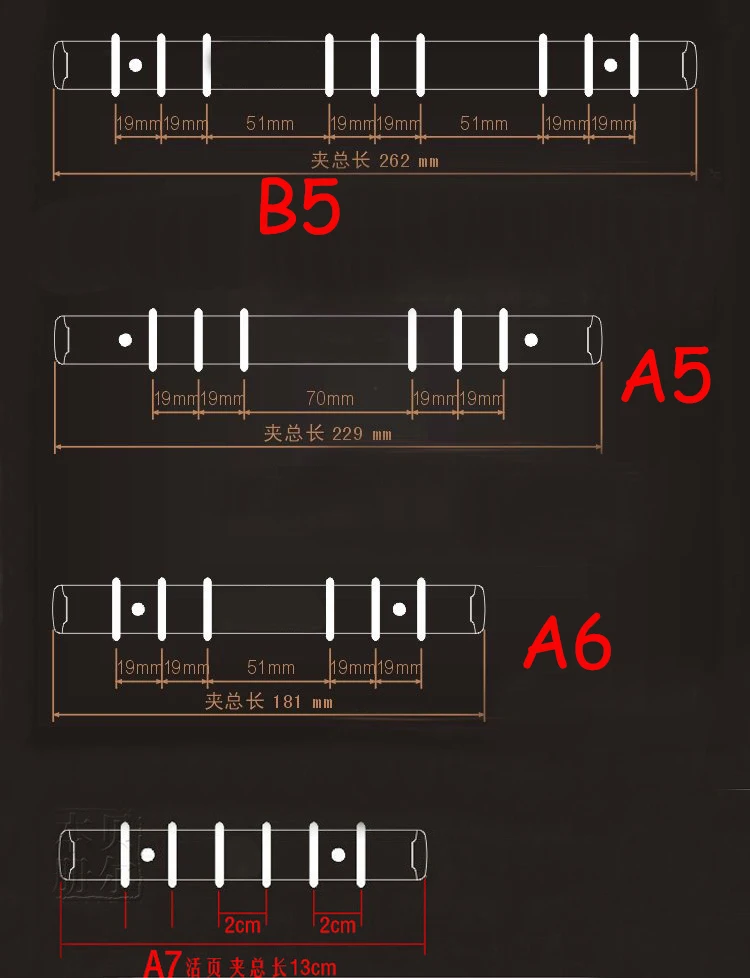 10 Pieces DIY journal notebook mechanical, 6 ring mechanism, A4 B5 A5 A6 A7 binder clip gold silver bronze black