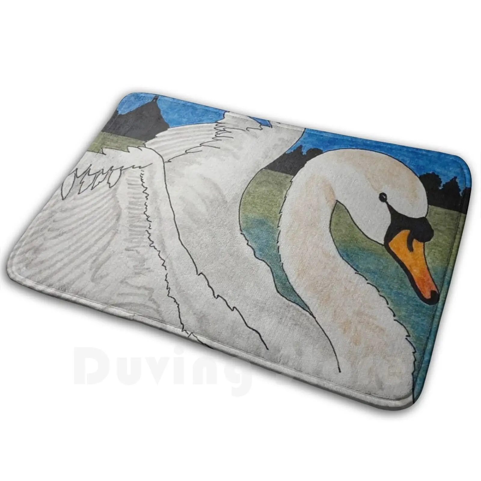 Swan Of Brigid Carpet Mat Rug Cushion Soft Non-Slip Brigid Brighid Bridget Saint Goddess Irish Swan Sacred Animal Totem