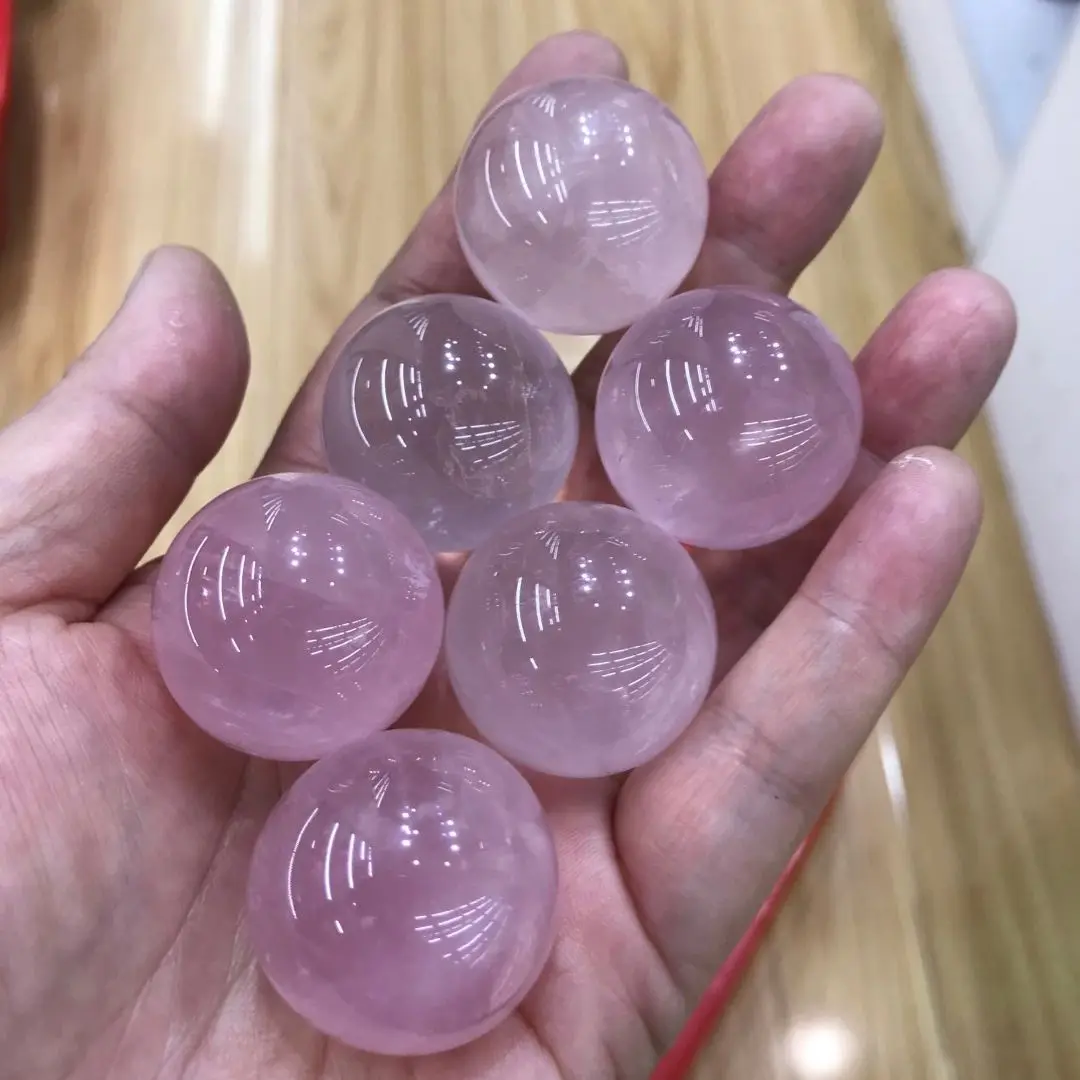 5-6pcs 2.5-3cm Natural Rose Quartz Crystal Balls Beautiful Precious Stones Sphere Gifts For Girlfriend Decorative Pink Gemstone