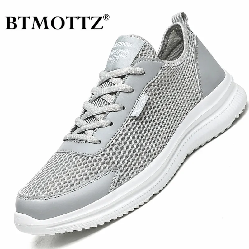 Summer Men Casual Shoes Lightweight Lace-up Sneakers Men Breathable Mesh Walking Shoes Fashion Mens Gym Shoes Plus Size 39-48
