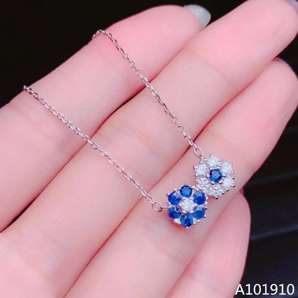 

KJJEAXCMY Boutique Jewelry 925 Sterling Silver Inlaid Natural Sapphire Women's Pendant Necklace Detection Girl Party