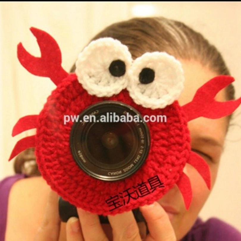 Camera companion Handmade Crochet Knitted Cartoons Animal Lens Buddy Photography Accessories Newborn photography props