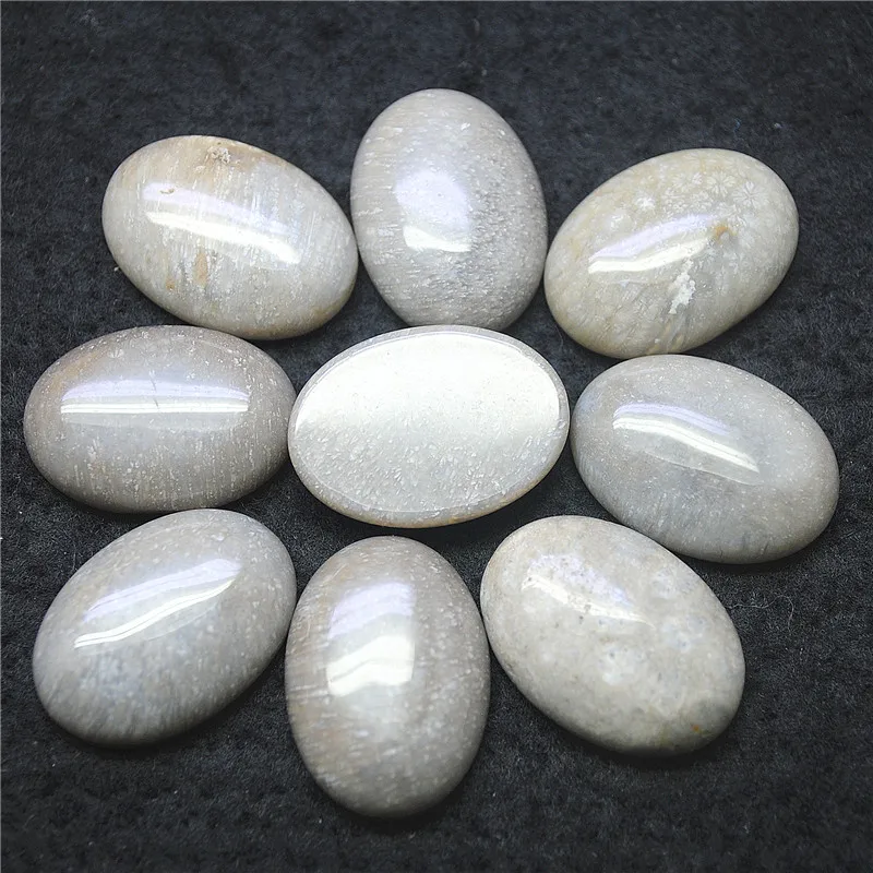 10 قطعة حجر جاسبر رمادي كبوشن 18X25 مللي متر الساخن بيضاوي الشكل للنساء دلايات المعلقات صنع جيد لديك