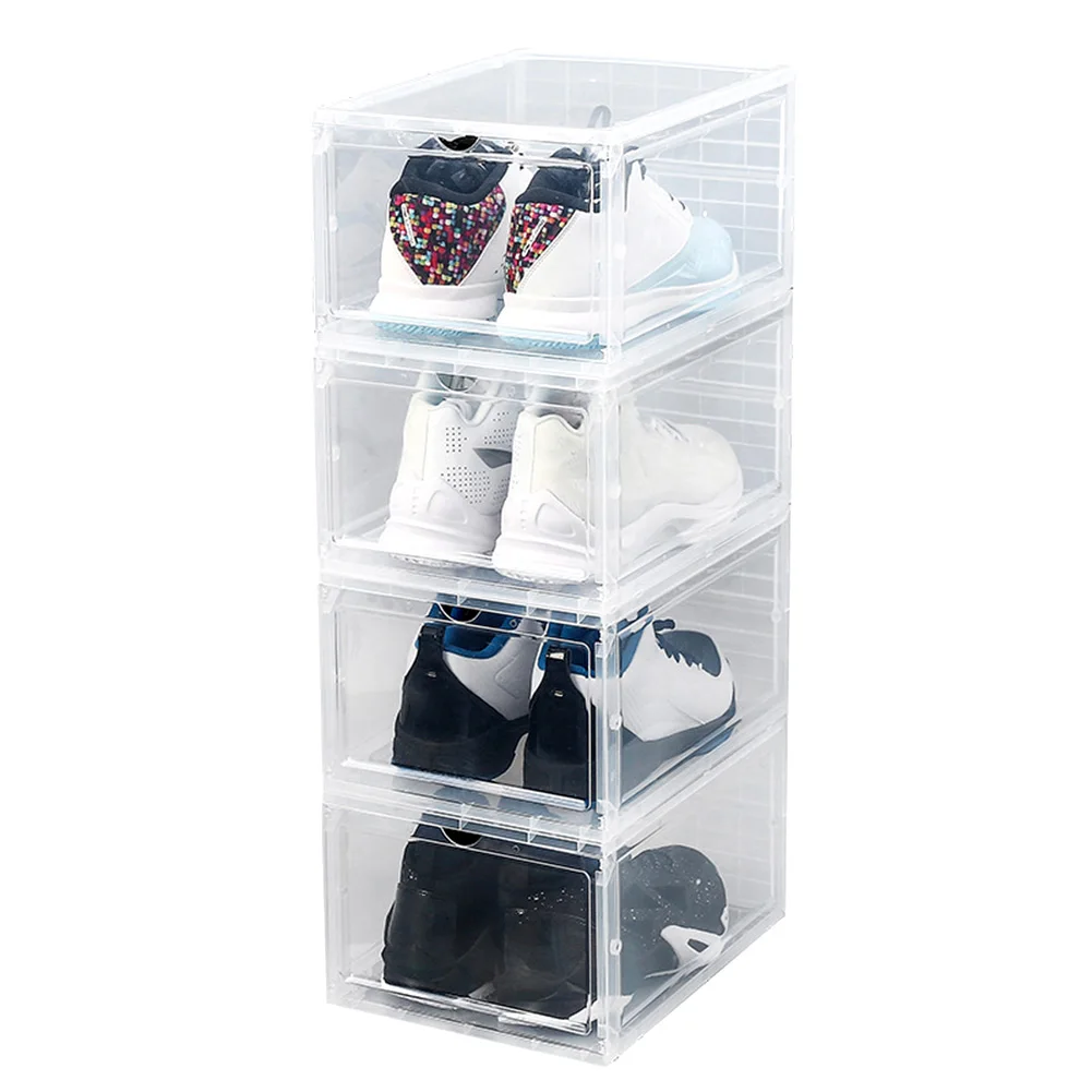 Clear Shoe Cabinets PP Dust proof Stackable Drawer Shoes Box Storage Container Shoe rack Organizer shelf