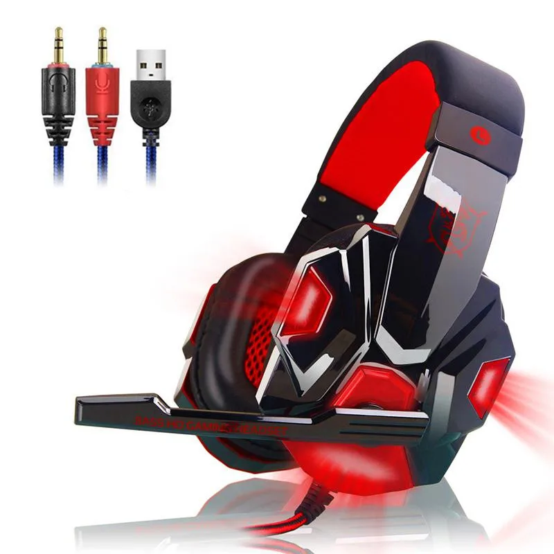 Pc780 gaming headset fone de ouvido com fio gamer fones de ouvido estéreo som com microfone led luz para computador pc ps4 gamer fone de ouvido
