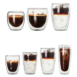 Borosilicate Walled Coffee/Tea/beverages Glasses Cup Shot Glass - Double Wall Insulated Latte Glass Espresso Coffee Mugs