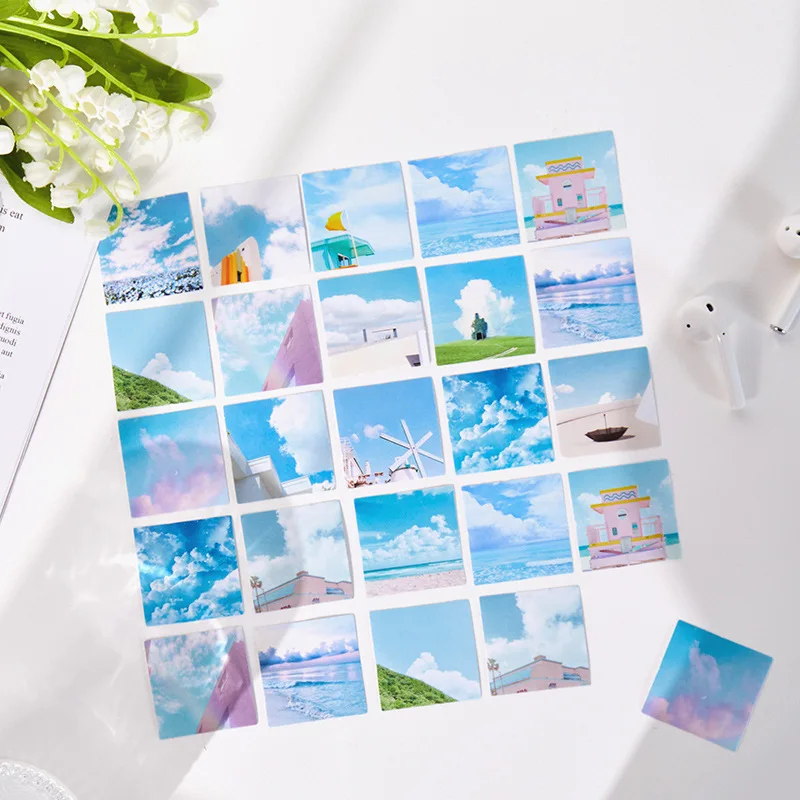 46 Pcs/Box Mint Summer Series Sticker INS Style Sky Scenery DIY Scrapbook Diary Decorative Stickers Label