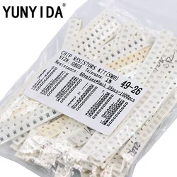 Kit surtido de resistencias SMD 0805, 1 ohm-10m ohm 1% 60valuesX 25 piezas = 1500 piezas, Kit de Muestra