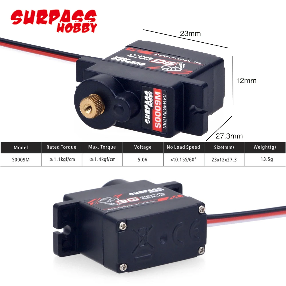 SURPASS Hobby S0009M 9g Metal Gear Servo digitale 1.9KG Servo per RC Airplane Robot Car Boat Duct Plane