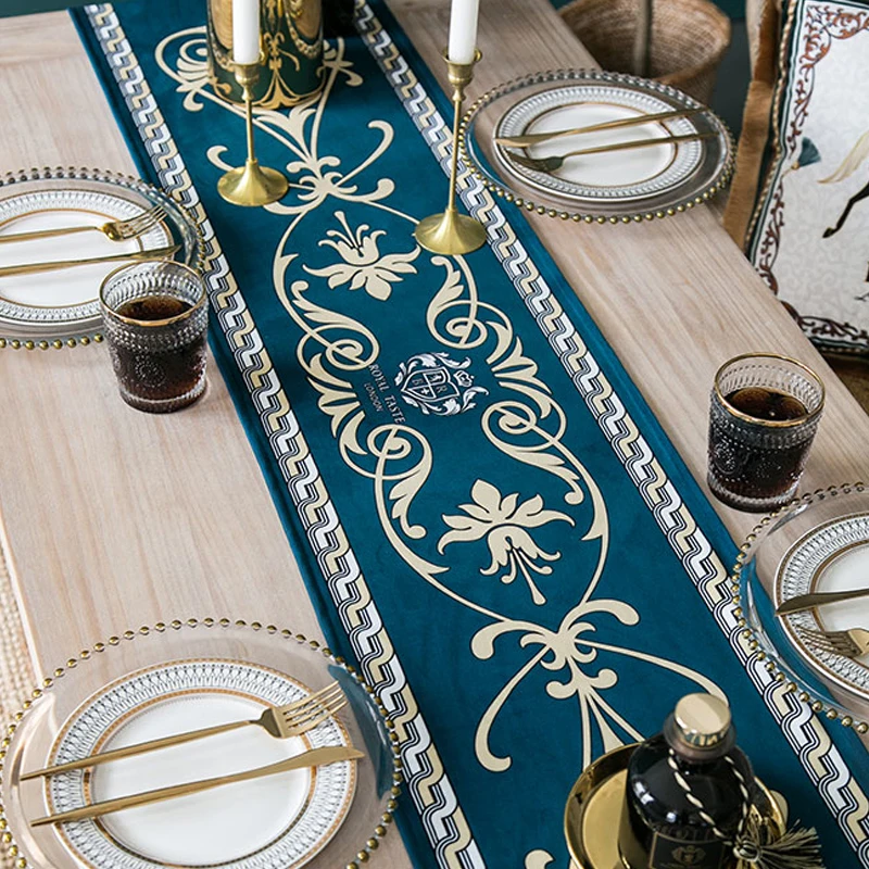 

Home Vintage Table Runner American Tablecloth Printed Luxury Cabinet Cover Cloth Diningtable Decor Hotel Restaurant Tablerunner