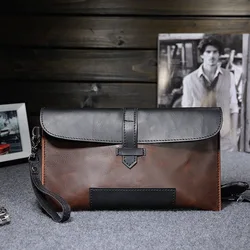 Bolso de mano con paneles de estilo Retro para hombre, cartera de mano de PU de alta calidad, a la moda, para teléfono móvil, 2021