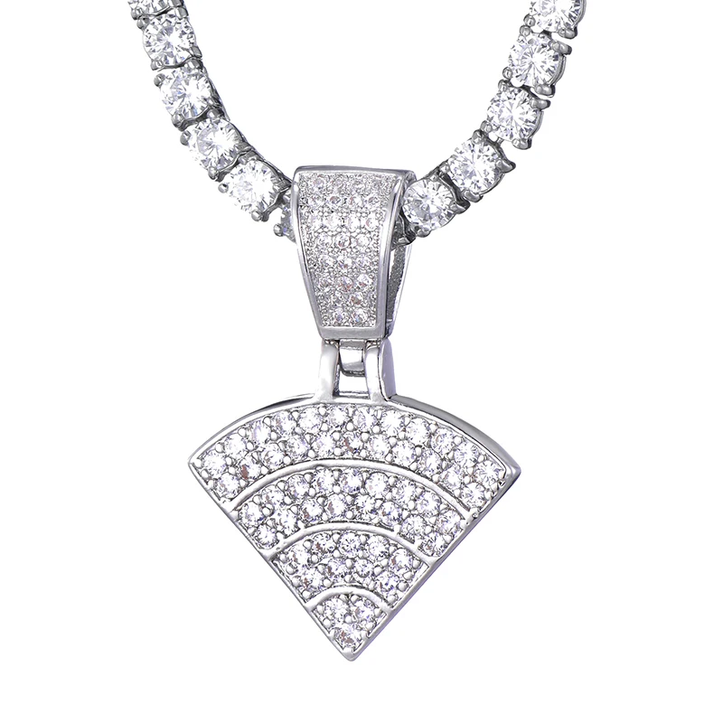 الهيب هوب مثلج خارج بلينغ واي فاي رمز زركون القلائد و المعلقات للرجال مجوهرات مع سلسلة تنس #3