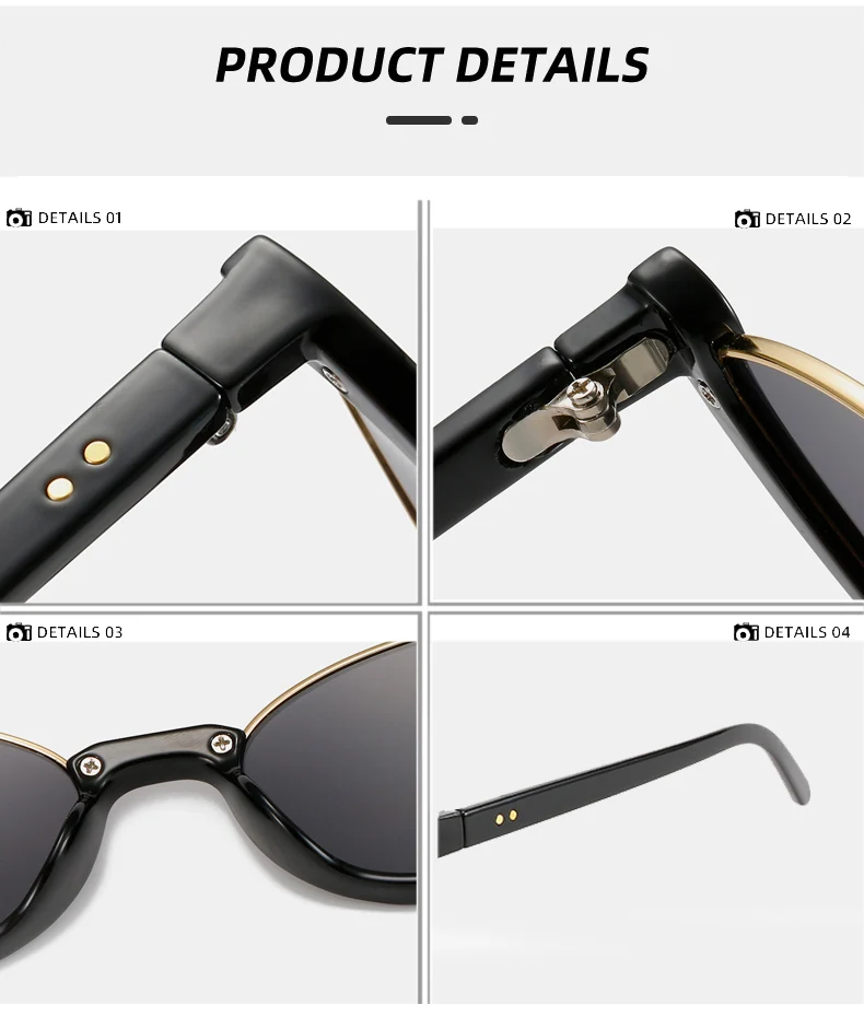OEC CPO Kleine Rahmen Cat Eye Sonnenbrille Frauen Niet Vintage Shades Sonnenbrille Weibliche Mode Brillen Retro Brillen UV400 – Detail 13