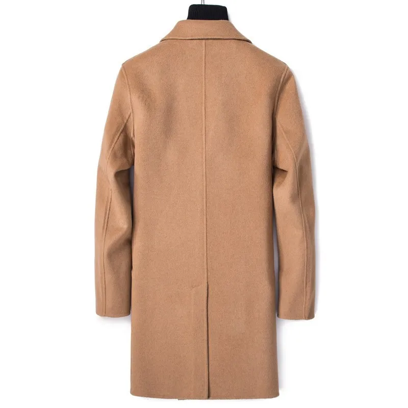 Double Breasted Wool Coat Men Spring Autumn Long Jacket Men Plus Size Mens Overcoat Coats Abrigo Hombre M064 KJ2454