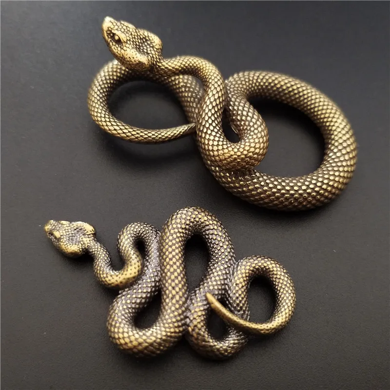 Copper Vintage Gold Snake Desktop Decor Ornaments Brass Snake Key Chains Fashion Boa Keyrings Punk Rock Bag DIY Accessories Gift