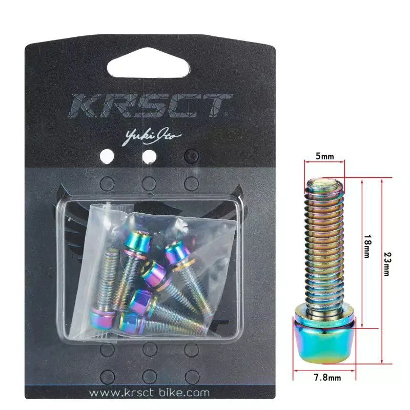 Transport Steel Titanium Titanium Plated Bolts With Washers M5*18mm Bicycle Parts Bicycle Stem Parts 6 Pieces Of Rainbow Gold