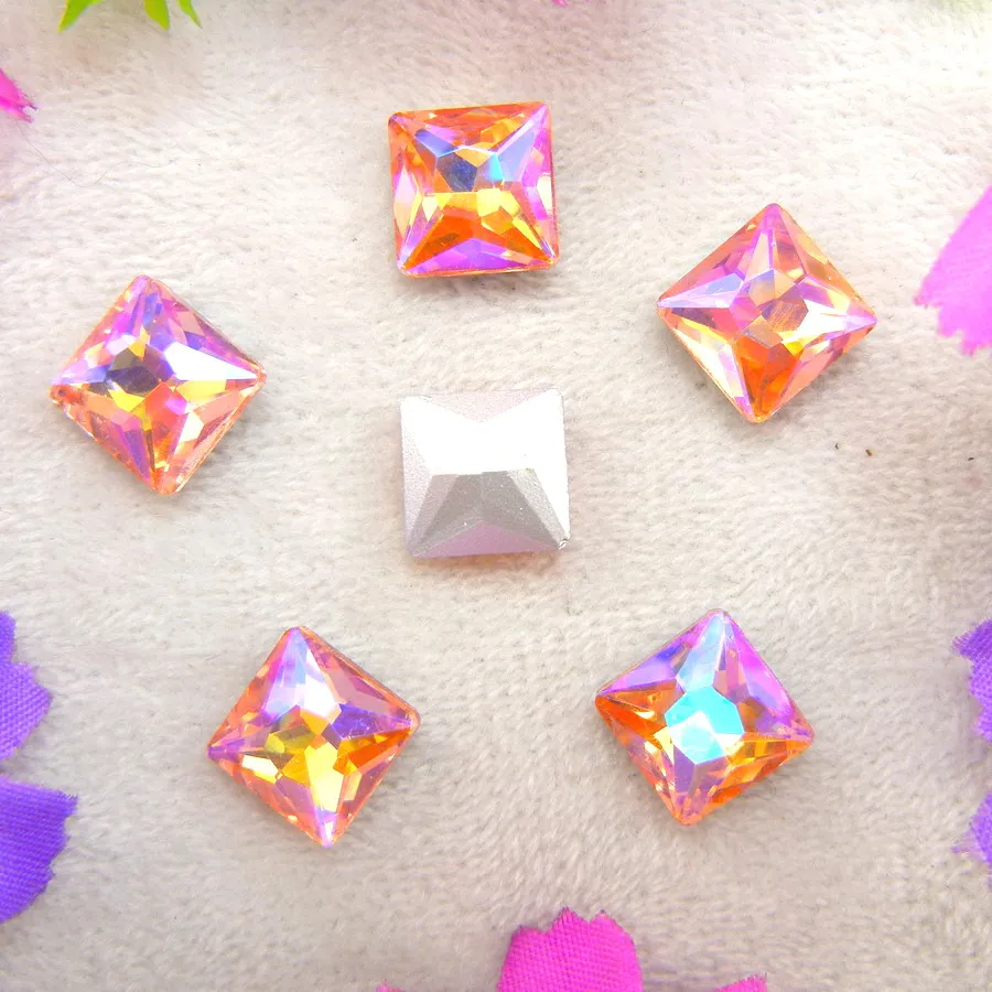 AB Farben 8mm 10mm 12mm Ausgefallene Quadratische Form Klebe-Glaskristalle Strass Handwerk Ornament Zubehör DIY Verzierung – Detail 6