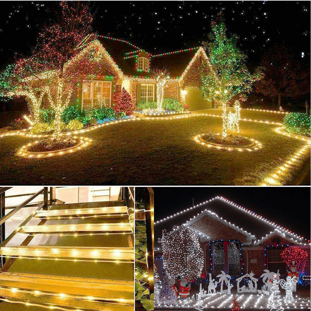 Imagem -04 - Impermeável Led Strip Light Tubo do Arco-íris Corda de Luz ao ar Livre Sinal de Natal Redondo Fios 220v 110v