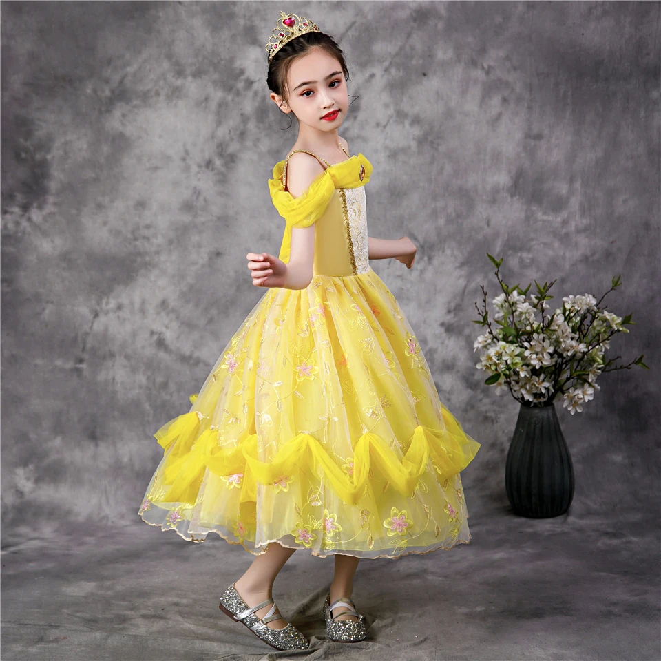 Summer Fancy Girls Disguise Sleeping Beauty Princess Dress Beautiful and the Beast Children's Party Dresses Belle Girl Clothes