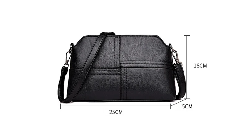 Neue Casual Mama Messenger Bags Umhängetasche PU Leder Schwarz Handtaschen für Frauen Kleine Umhängetasche Geldbörse – Detail 27