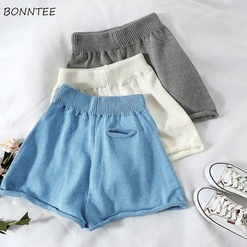 Shorts Women  All Match Solid Popular Simple College High Waist  Lovely Female Trendy Elegant Soft Streetwear Ulzzang Ins