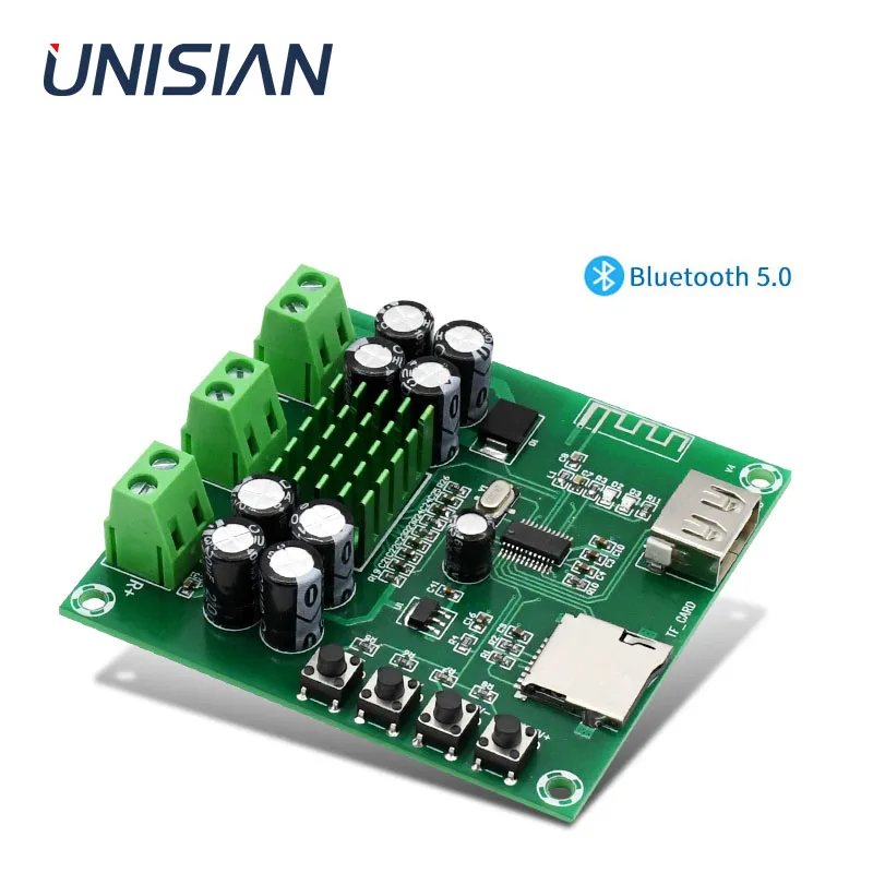 UNISIAN TPA3116D2 Audio Versterker Board TPA3116 2.0 Kanaals Eindversterker module Ondersteuning Bluetooth 5.0 USB disk TF card Speler