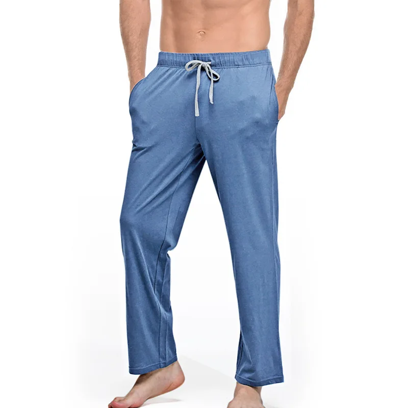 Men Cotton Sleep Bottoms Casual Pocket Pajama Pants Loose Breathable Loungewear Sleepwear Tracksuits Pyjama Trousers Male