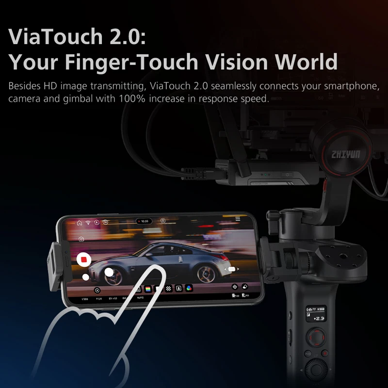 Zhiyun-estabilizador para câmera com tela oled, 3 eixos, cardan, viatouch, 2.0, pk, dji, ronin s, capinação
