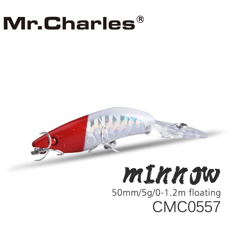 Mr.charles-ハードフィッシングルアー,フローティングフック,50mm/5g,0〜1.2m