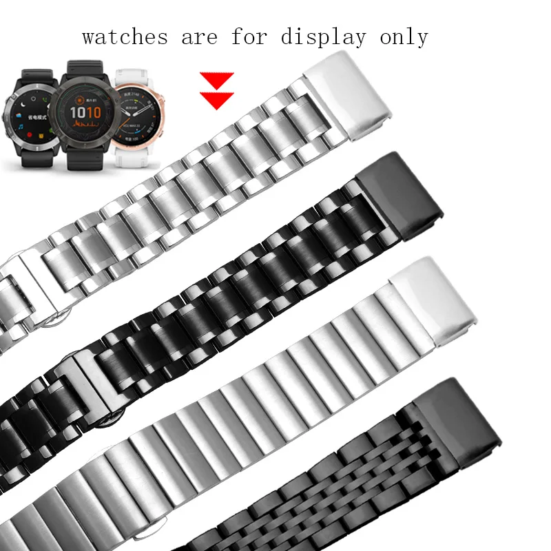 Stainless steel watchband 20mm 22mm 26mm black silver bracelet for fenix5Xplus 3HR 935 ceramic men's wristband Quick release