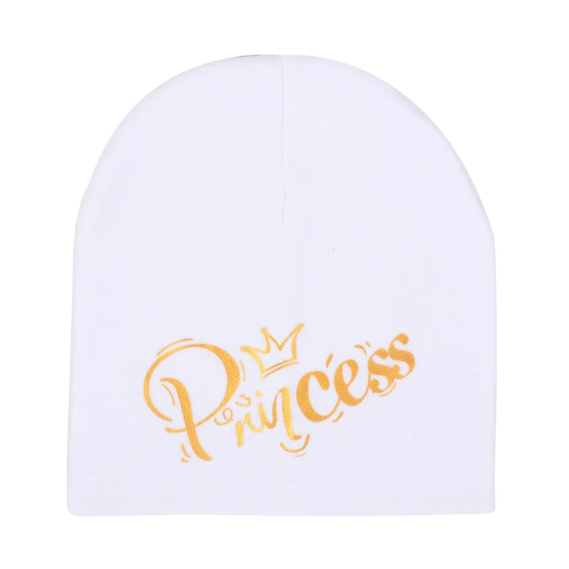 Toddler Kids Golden Print Letter Princess Crown Cotton Beanie Hat For Girls Boys Infant Child Winter Caps Newborn Bonnet