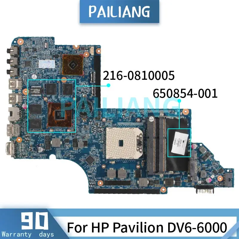 

Mainboard For HP Pavilion DV6-6000 Laptop motherboard 650854-001 650854-501 216-0810005 DDR3 Tested OK