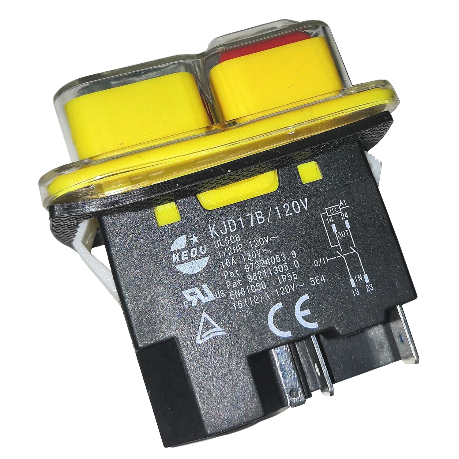 KJD17B/120V KEDU 120V 16A 5Pin 1/2HP Waterproof Pushbutton Switches Electromagnetic Safety Push Button Switch for Lathes image 4