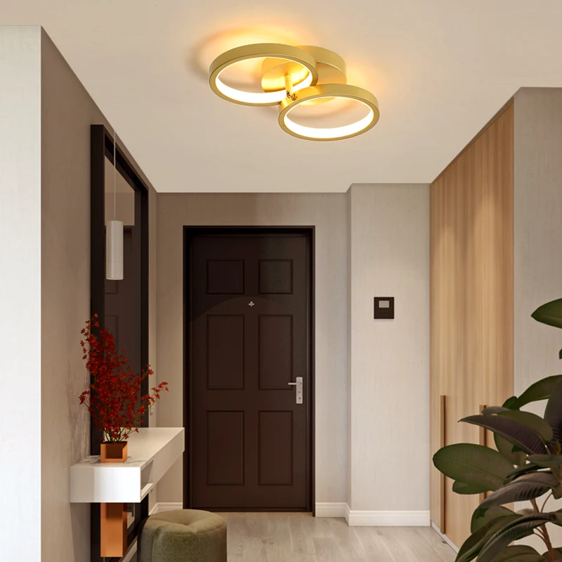 FKL Nordic Modern LED Ceiling Lamp Simple Golden Aisle Porch Cloakroom Bedroom Study Interior Decoration Ceiling Light image 3