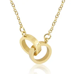 Hot Sale New Fashion Roman Numeral Double Circle Interlocking Woman Necklace For Women Jewelry Wholesale