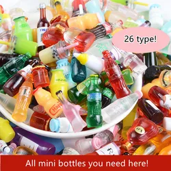 Mini botella de agua de resina, botella de cerveza de jugo para casa de muñecas, juguetes de regalo en miniatura para niños, accesorios de decoración del hogar, 1:12