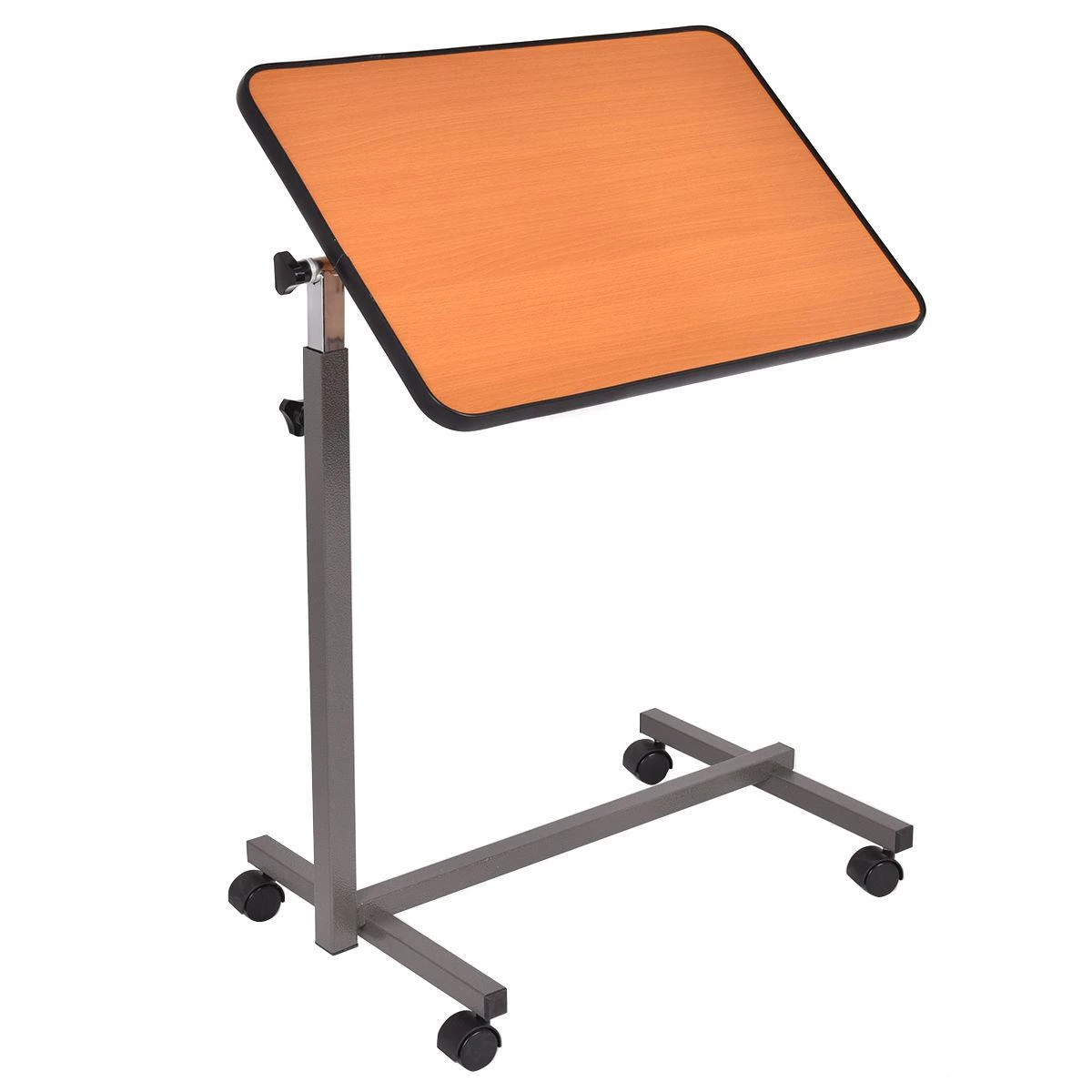 Overbed Rolling Table Over Bed Laptop Food Tray Hospital Desk with Tilting Top