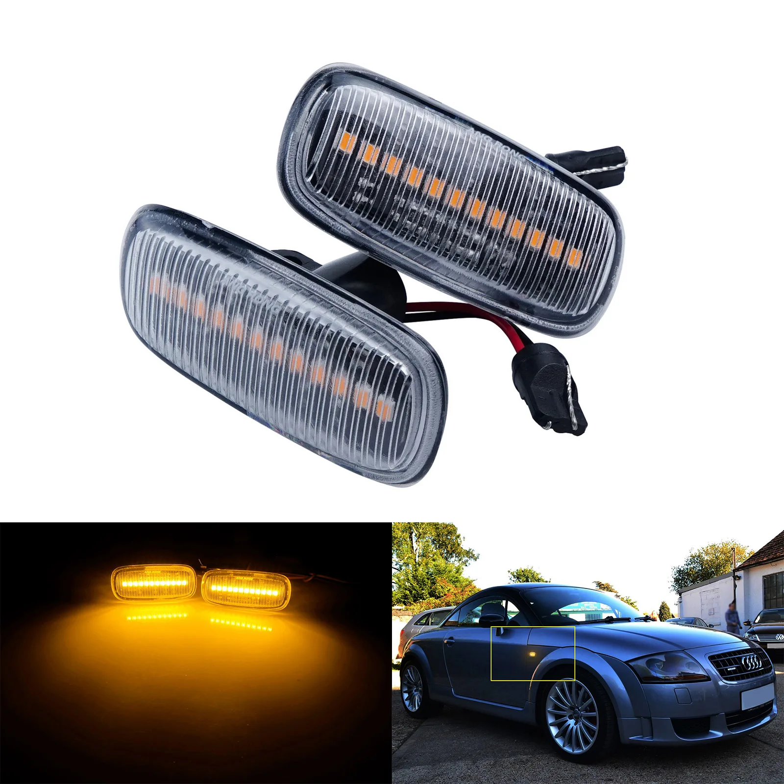 

Clear Lens Side Indicator Repeater Light For Audi A3 A4 A6 S6 RS6 A8 S8 Allroad