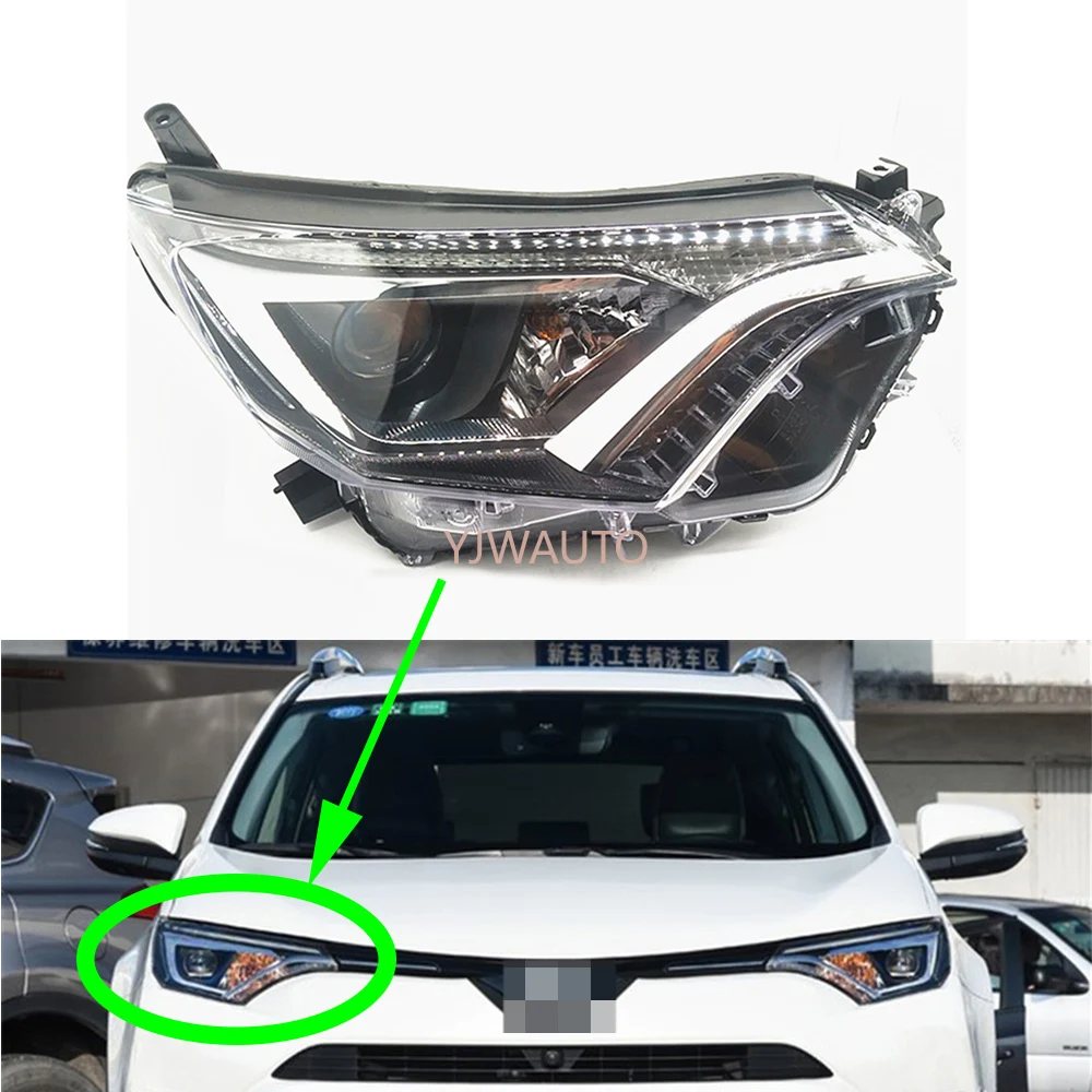 

Светодиодная передняя фара в сборе для Toyota Rav4 2016 2017 2018, автомобильные фары в сборе, сменные Автомобильные дневные ходосветильник, цельная Автомобильная фара