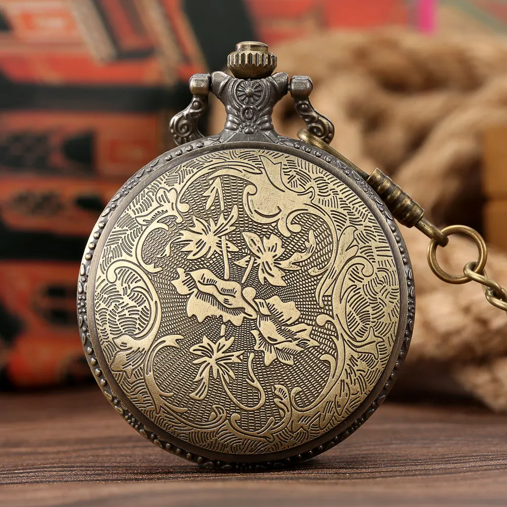 Reloj de bolsillo de cuarzo tallado para hombre y mujer, accesorio con colgante de collar Retro de bronce, con esfera redonda de oso, de Alemania, Berlín, regalos