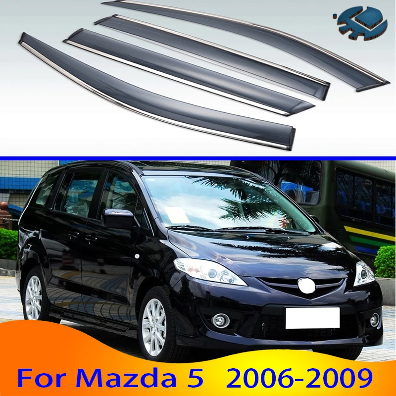 For Mazda 5 2006-2009 2007 2008 Car Accessories Plastic Exterior Visor Vent Shades Window Sun Rain Guard Deflector 4pcs